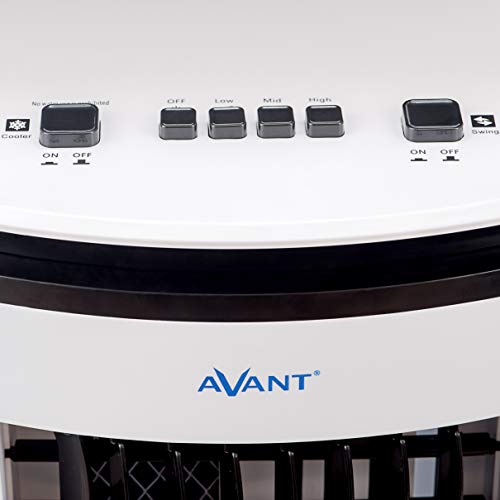 AVANT - Climatizador Evaporativo portátil, 65W - 3 Velocidades, Deposíto de Agua 4 L, Temporizador 7,5 H, Rejillas Verticales con oscilación automática, Filtro Honeycomb,Color Blanco.
