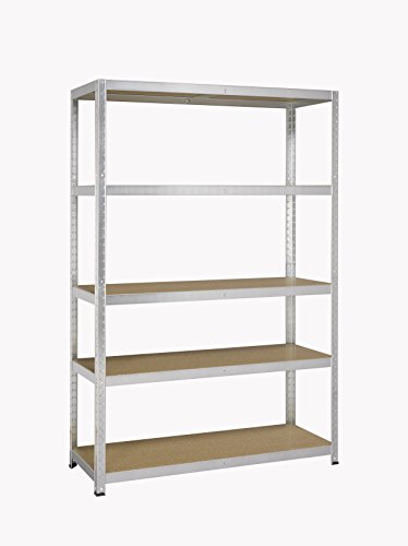 Avasco 5400431608007-175 fuerte clip de estantería/haul metal/madera con 5 estantes 200 x 120 x 50 cm clara galvanizado