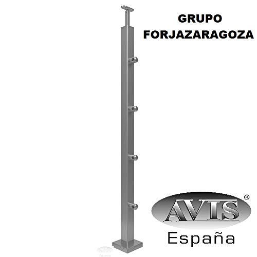 AVIS España Barandilla de Acero Inoxidable con Postes de Perfil 40x40mm y 4 Tubos travesaños