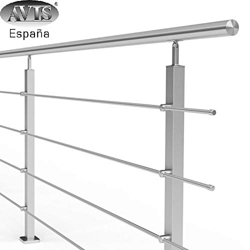 AVIS España Barandilla de Acero Inoxidable con Postes de Perfil 40x40mm y 4 Tubos travesaños