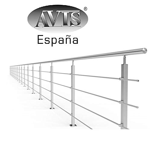 AVIS España Barandilla de Acero Inoxidable con Postes de Perfil 40x40mm y 4 Tubos travesaños