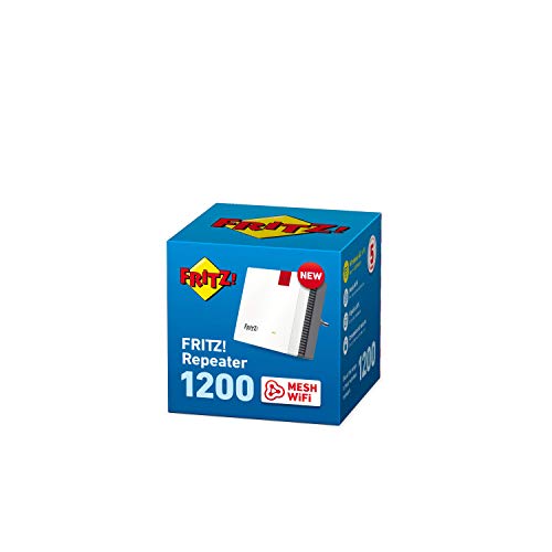 AVM Fritz!Repeater 1200 International - Repetidor/Extensor WiFi N+AC, Banda Dual (400 Mbps en 2,4GHz y 866 Mbps en 5 GHz), Mesh, Punto de Acceso WiFi, WPS, Interfaz en Español