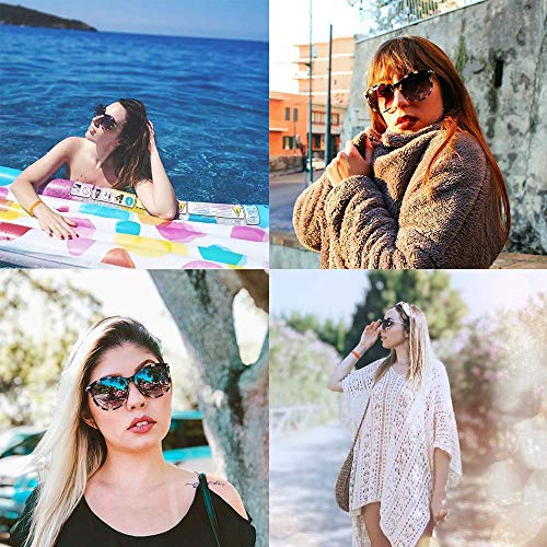 Avoalre Gafas de Sol Mujer Vintage Retro Leopardo Gafas de Sol Mujer Redondas Lentes Protección UV400 Punte de PC y Montura de Acero Inoxidable para Viaje Playa Fiestas Conducir