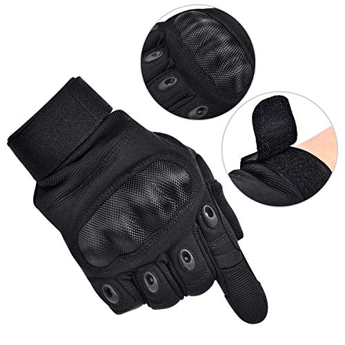 Avril Tian Gants, Tactique Militaire Armée en Caoutchouc Rigide Knuckle extérieur Full Finger Gants pour écran Tactile pour Homme Vélo Moto Chasse randonnée Camping Airsoft Paintball, Noir, Taille M