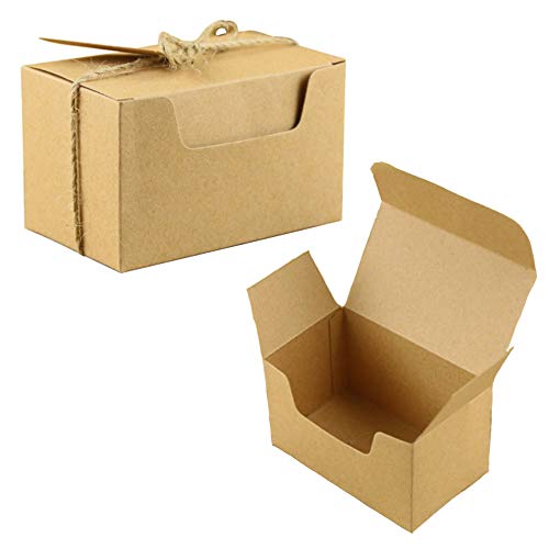 Aweisile 50 piezas Kraft Papel Cajas de Regalo Papel Kraft Cajas para Dulces Cajita de Rectángulo con etiquetas de regalo y cuerda de cáñamo para Fiestas Bodas Galletas Joyas Regalo Dulces 10x6x6cm