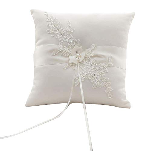 Awtlife - Cojín de boda, diseño de flores, color marfil, para playa o boda de 21 cm