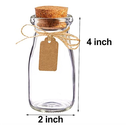 Awtlife - Juego de 15 tarros de leche, de cristal, vintage, con tapones de corcho para boda o fiesta