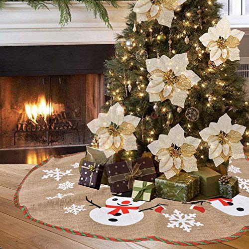 Awtlife - Lote de 15 adornos para árbol de Navidad (22 cm), diseño de flores, color dorado