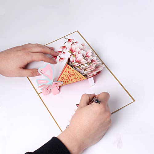 Awyuan - Tarjeta de felicitación en 3D con ramo de flores