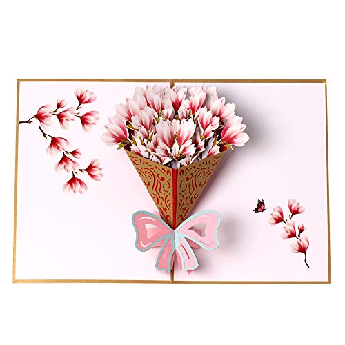 Awyuan - Tarjeta de felicitación en 3D con ramo de flores