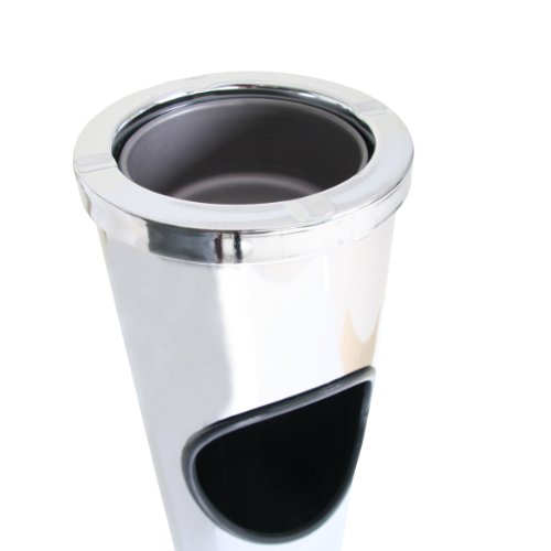 axentia –  Cubo de basura con cenicero, basurero con bandeja para ceniza, contenedor de residuos con recipiente para colillas – capacidad 10 L – acero inoxidable – 15/57 cm