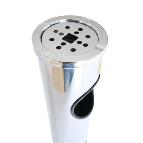 axentia –  Cubo de basura con cenicero, basurero con bandeja para ceniza, contenedor de residuos con recipiente para colillas – capacidad 10 L – acero inoxidable – 15/57 cm