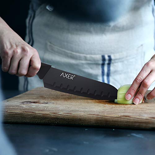 Axer - Juego de 5 cuchillos de cocina de acero inoxidable con código de color para chefs negro