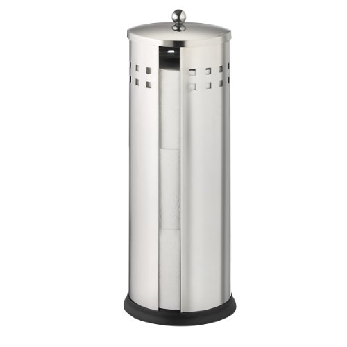 Axxentia 282240 Bustino - Soporte para Rollos de Papel higiénico con Tapa (Capacidad para Tres Rollos, 38 cm), Color Plateado