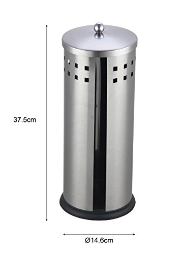 Axxentia 282240 Bustino - Soporte para Rollos de Papel higiénico con Tapa (Capacidad para Tres Rollos, 38 cm), Color Plateado