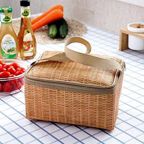 AXXMD Portátil de Mimbre Rota al Aire Libre a Prueba de Agua Bolsa de Picnic vajilla con Aislamiento térmico más frío contenedor de Alimentos de la Cesta de Picnic for Acampar