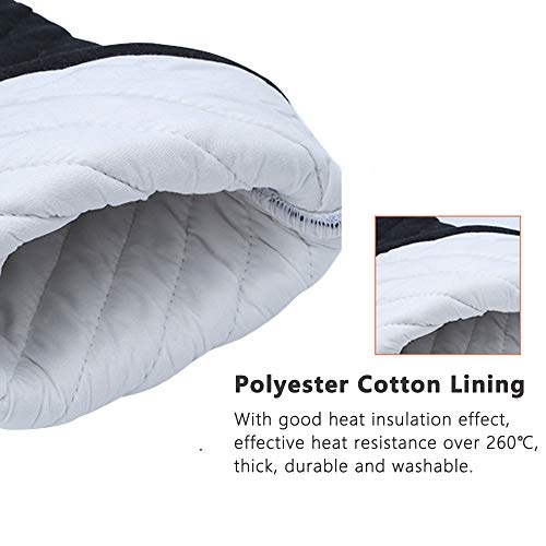 AYADA Manopla Horno para Cocina, Oven Gloves Antideslizante Guantes de Cocina Guantes Horno Dobles Resistente al Calor Guantes Cocina Profesional Manopla Doble Horno Guante de Cocina 1 Par Negro