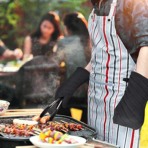 AYADA Manopla Horno para Cocina, Oven Gloves Antideslizante Guantes de Cocina Guantes Horno Dobles Resistente al Calor Guantes Cocina Profesional Manopla Doble Horno Guante de Cocina 1 Par Negro