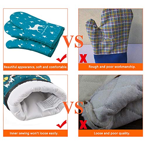 AYADA Manopla Horno para Cocina, Oven Gloves Transpirable Guantes de Cocina Guantes Horno Resistente al Calor Manopla Doble Horno para Horneando Barbacoa Microonda Cocinando Pizza Pastel 1 Par (Gato)