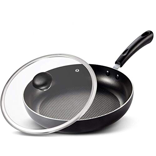 aycpg Día Sartén 28 cm Cacerola sin Humo del Filete de la Crepe de Utensilios de Cocina de inducción Cocina de Gas Cocina de la Madre (Color : Black)