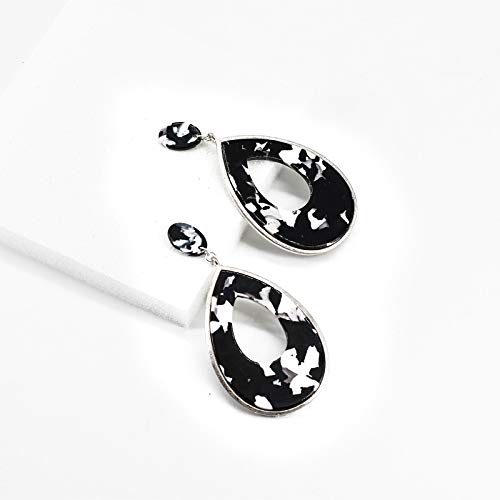 Aymsm Pendientes de Placa de Acetato de Moda con Forma de Gota, características de Estilo étnico, más Sabor de la Vida Negro