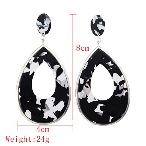 Aymsm Pendientes de Placa de Acetato de Moda con Forma de Gota, características de Estilo étnico, más Sabor de la Vida Negro