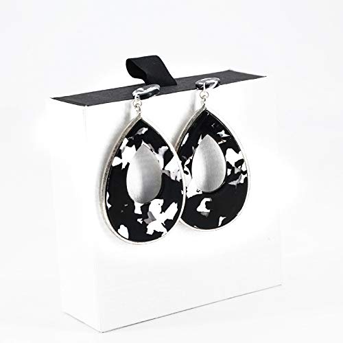 Aymsm Pendientes de Placa de Acetato de Moda con Forma de Gota, características de Estilo étnico, más Sabor de la Vida Negro