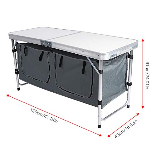 AYNEFY Armario Plegable Camping Cocina, Blanca Armario Plegable Camping de Aluminio Mesa de Picnic Plegable Adecuados para Acampar al Aire Libre Picnic Barbacoa Jardín Camping