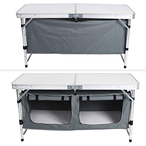 AYNEFY Armario Plegable Camping Cocina, Blanca Armario Plegable Camping de Aluminio Mesa de Picnic Plegable Adecuados para Acampar al Aire Libre Picnic Barbacoa Jardín Camping