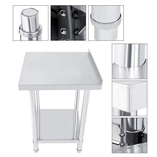 AYNEFY - Mesa de trabajo de acero inoxidable con bordes dobles, mesa de trabajo de cocina para fábrica, cocina, garaje, manualidades, 3 modelos a elegir, 4x2FT=122X61CM