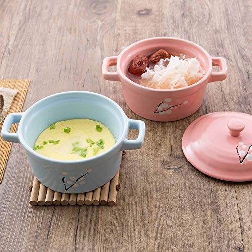 AZHom Mini cerámica cazuela de Sopa de Vaso con empuñadura de cerámica de Utensilios de Cocina Que Cocina la Leche Huevo guisado de Pan de Cocina Ollas Impreso Cooker (Color : Green)