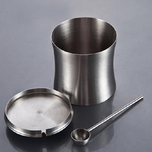 Azucarero azucarero con cuchara y tapa de pared único de acero inoxidable utensilios de cocina, Dimensión 9 x 8 cm