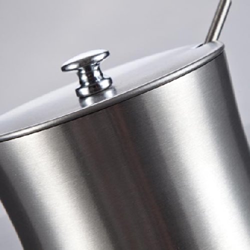 Azucarero azucarero con cuchara y tapa de pared único de acero inoxidable utensilios de cocina, Dimensión 9 x 8 cm