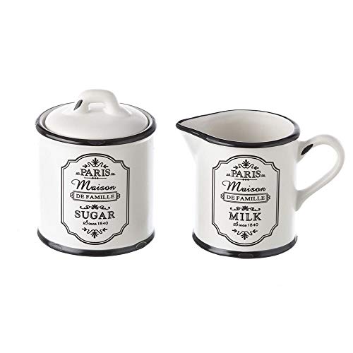 Azucarero y lechera de cerámica negra vintage para cocina France - LOLAhome