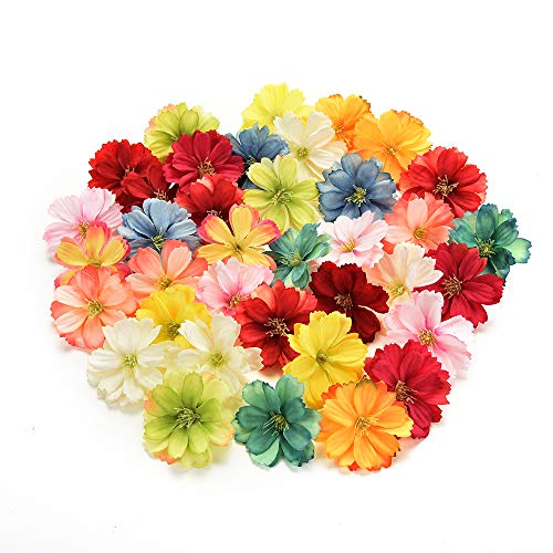 Azux - 50 piezas de flores artificiales de seda, para decoración de bodas, bricolaje, corona de flores, accesorios hechos a mano
