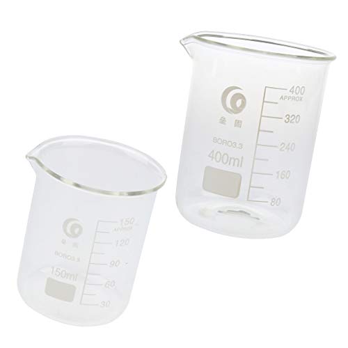 B Baosity 150ml + 400ml Vaso Medidor de Cristal Trasparente Jarra de Medición Resistente a Calor Utensilios de Cocina