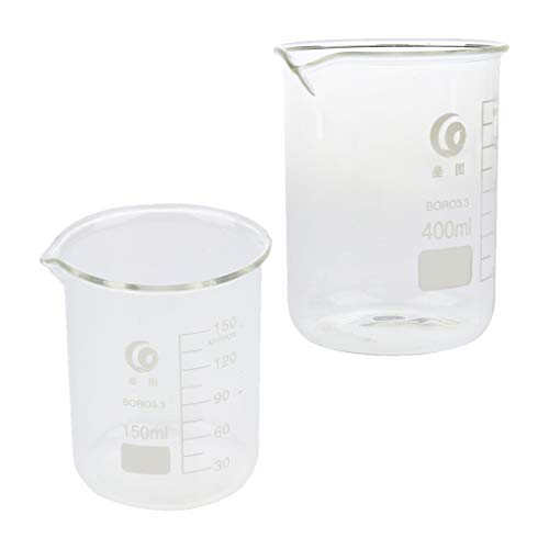 B Baosity 150ml + 400ml Vaso Medidor de Cristal Trasparente Jarra de Medición Resistente a Calor Utensilios de Cocina