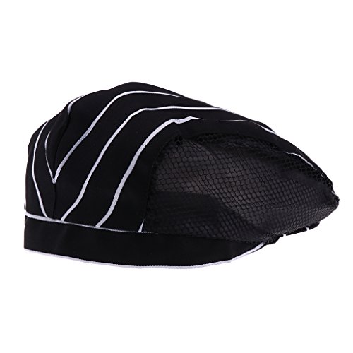 B Baosity Baker Cap BBQ Kitchen Cooking Hat Sombrero De Chef Sombrero De Exterior Unisex - Línea blanca negra, tal como se describe