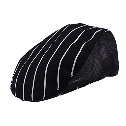 B Baosity Baker Cap BBQ Kitchen Cooking Hat Sombrero De Chef Sombrero De Exterior Unisex - Línea blanca negra, tal como se describe