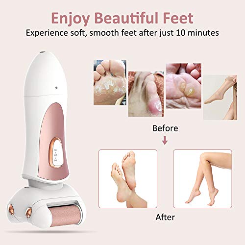 Babacom Lima Electrica Pies, Pedicura Electrico Impermeable Recargable con 2 Cabezales de Rodillo [Grueso & Fino], Lima Pies Profesional Cuidado de Pies, Eliminar Fácilmente Durezas y Callosidades