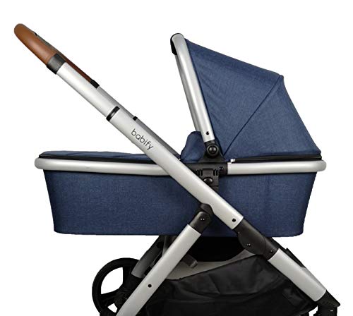 Babify One Plus - Cochecito de bebe 3 en 1 - Capazo, Silla, Grupo 0 Plus y Bolso Cambiador. (Azul denim)
