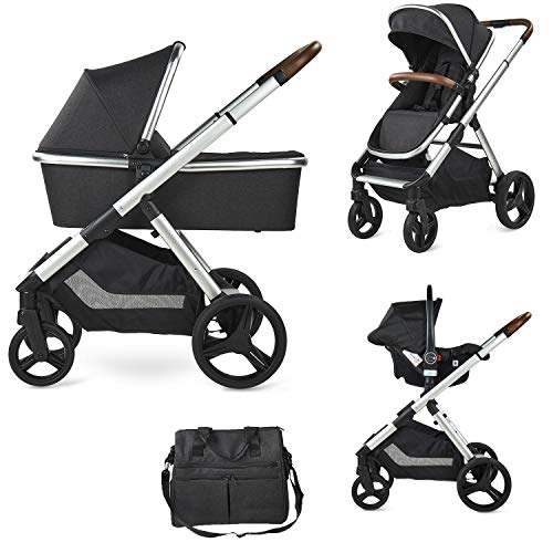 Babify One Plus - Cochecito de bebe 3 en 1 - Capazo, Silla, Grupo 0 Plus y Bolso Cambiador. (Azul denim)