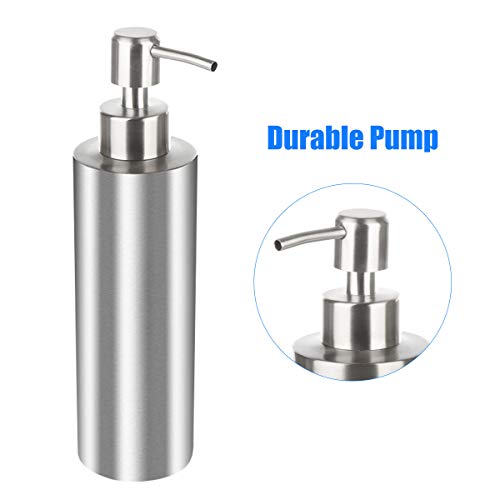 BabyElf 350ML Dispensador de Jabón, Espacio Dosificador Jabon Cocina de Acero Inoxidable Botella, Fregadero de Cocina Dispensador para Champú, loción