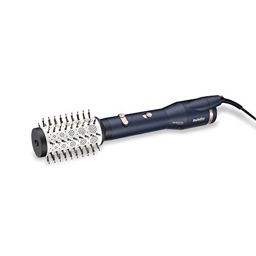 BaByliss AS500E – Cepillo de aire con sensor digital ajusta automáticamente la temperatura según el cabezal, 4 cabezales, base cerámica, aerodinámica térmica, iónico, 2 velocidades y aire frío