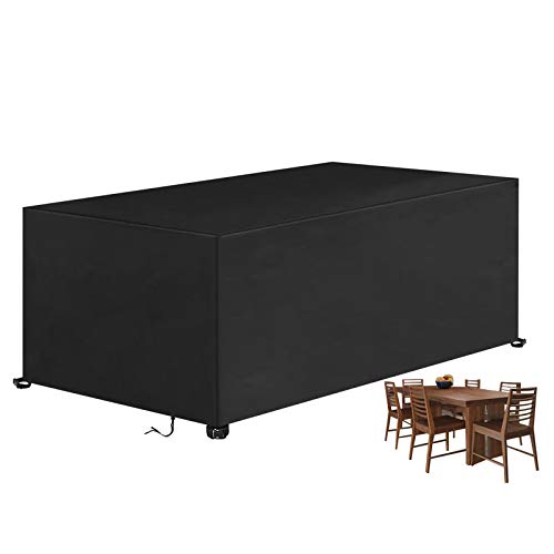 BACKTURE Funda Mesa Jardin, Fundas Muebles Jardín Impermeable de Exterior, 420D Oxford Cubierta de Mesa Resistente al Polvo Anti-UV, Protectora para Muebles de Jardin, Mesa y Sillas(170x95x71cm)