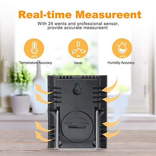 BACKTURE Termómetro Interior, 2 Pieza Mini Termómetro Higrómetro Digital con Imán, Termohigrómetro Profesional con Pantalla de Confort para Medición de Temperatura y Humedad del Casa Ambiente (Negro)