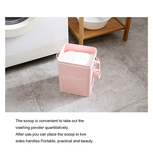 Baffect Polvo de lavandería para el hogar con latas,Recipiente y Cuchara para la Caja de Almacenamiento de Polvo de Lavado de Lata de Polvo de lavandería de Metal de 3 kg (Blanco)