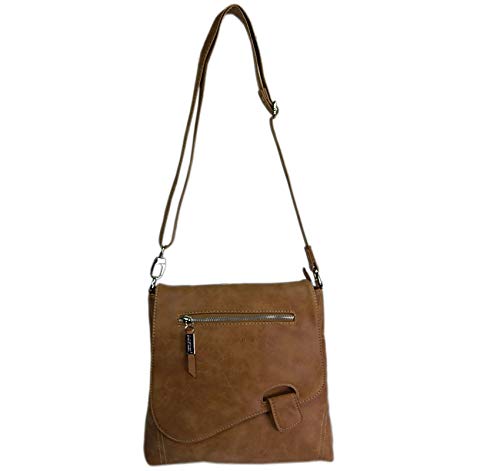 Bag Street - Bolso colgado al hombro, aspecto desgastado, coñac (Marrón) - 3421