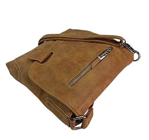 Bag Street - Bolso colgado al hombro, aspecto desgastado, coñac (Marrón) - 3421