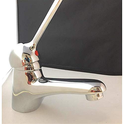 BagnoClic - Grifo mezclador para lavabo con mando de codo y palanca clínica